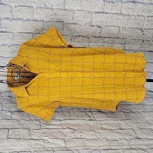 WONDERLY Gold and Black‎ Plaid Button Up Shirt XL